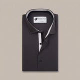 Gray Casual Shirt with Contrast Placket