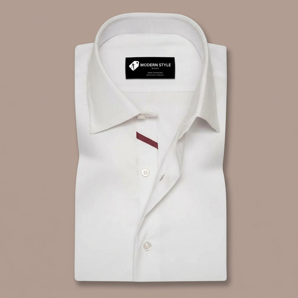 White Executive Formal Shirt with Contrast Placket