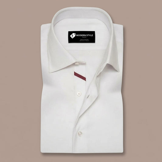White Executive Formal Shirt with Contrast Placket