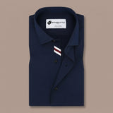 Navy Blue Formal Shirt with Contrast Stripes