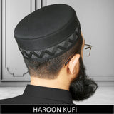 Black Haroon Kufi for Men in Premium Cotton Fabric – Classic Muslim Namaz Topi