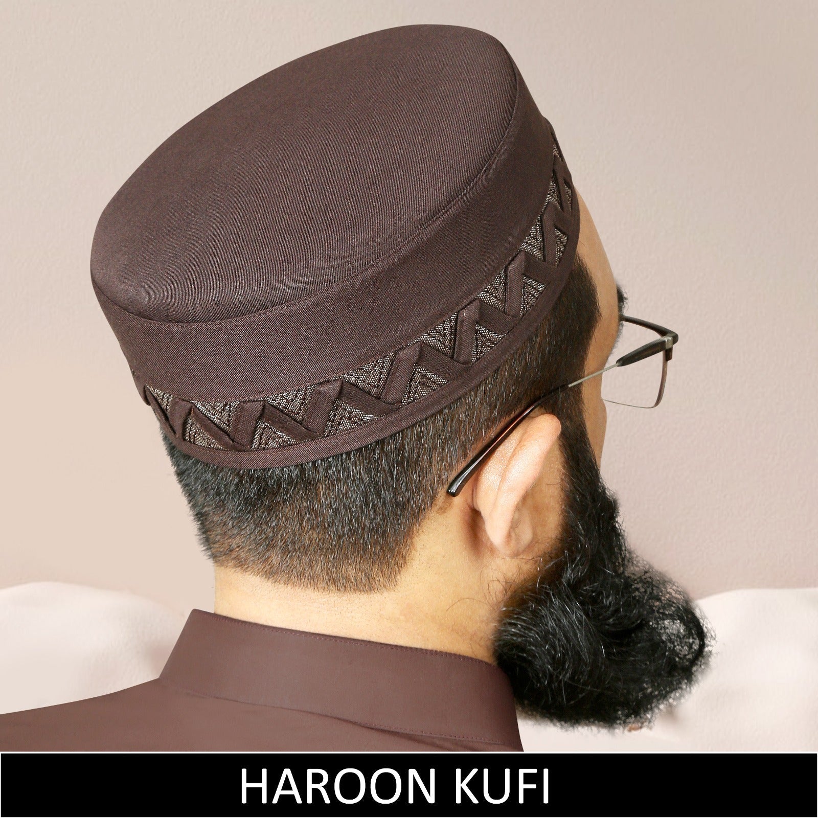 Brown Haroon Kufi for Men in Premium Cotton Fabric – Comfortable Islamic Prayer Cap