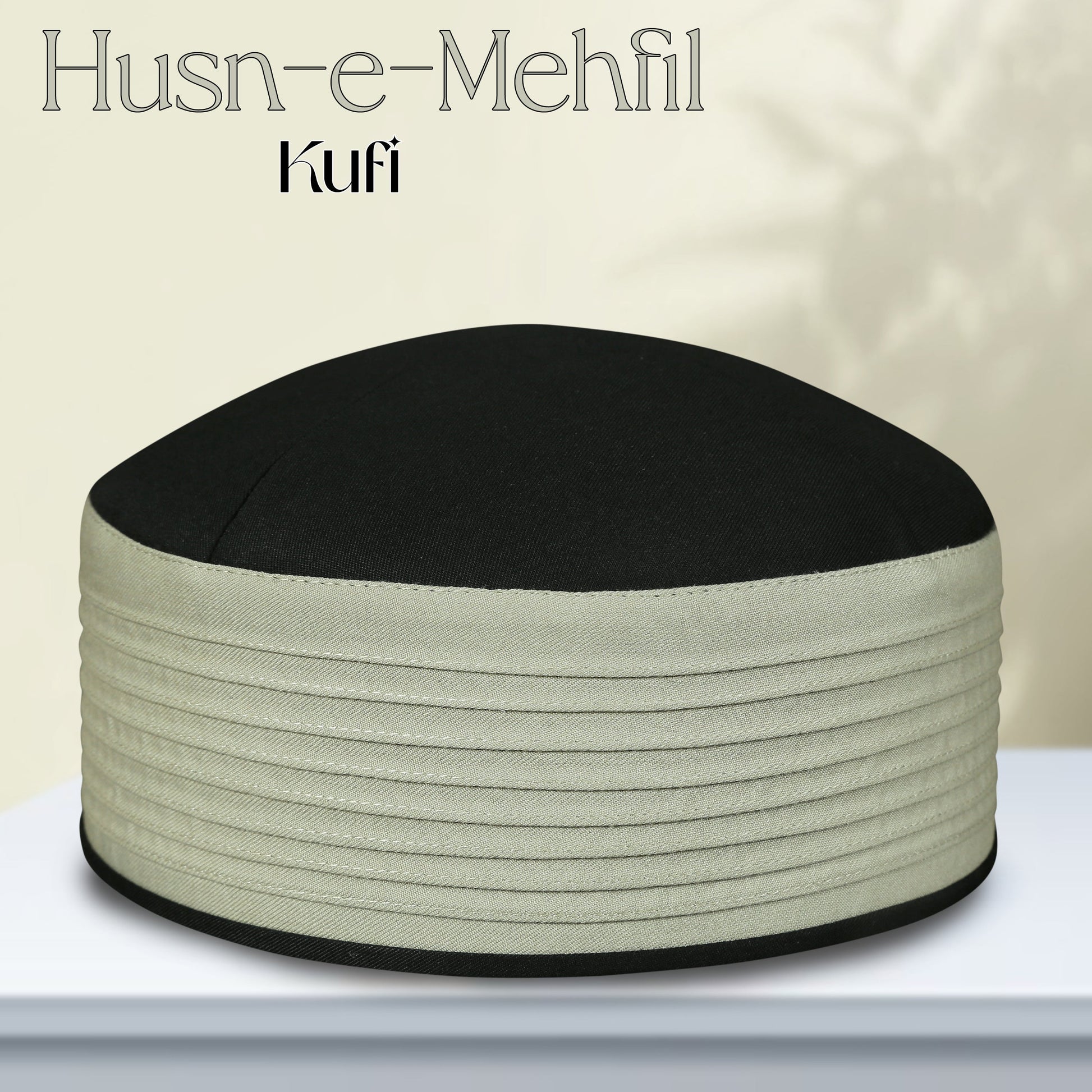 Husn E Mehfil Misri Kufi Cap ÛÒ Fawn and black Prayer Cap for Men