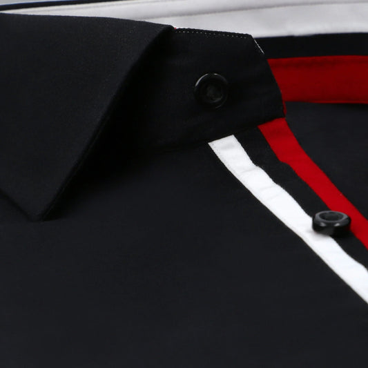 Black Liner French Contrast Formal Shirt for Men