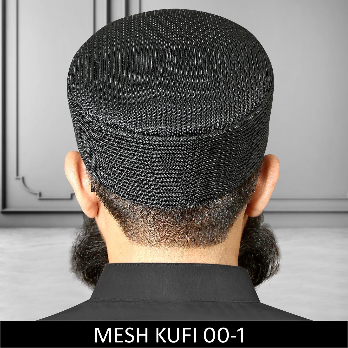 Black Mesh Fabric Kufi, Premium Prayer Koofi For Namaz Summer Cap
