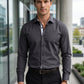 Gray Casual Shirt with Contrast Placket
