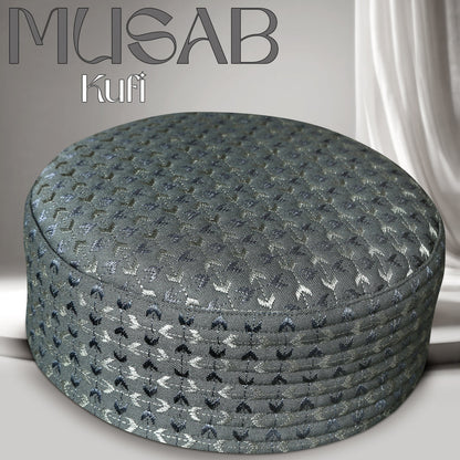 Musab Hard Koofi Cap - Premium Embroidered Islamic Prayer Cap