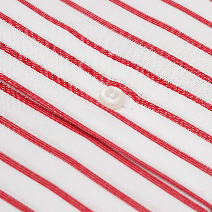White and Red Vertical Stripes Semi Formal Shirt