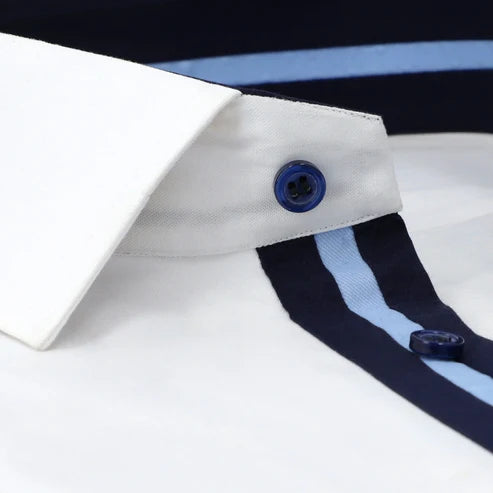 Premium White Formal Shirt with Contrast Placket