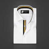 Premium White Shadow Placket Contrast Formal Shirt for Men