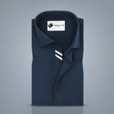 Navy Blue Solid Formal Dress Shirt for Men