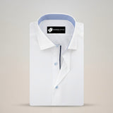 White Contrast Collar Formal Shirt for Men