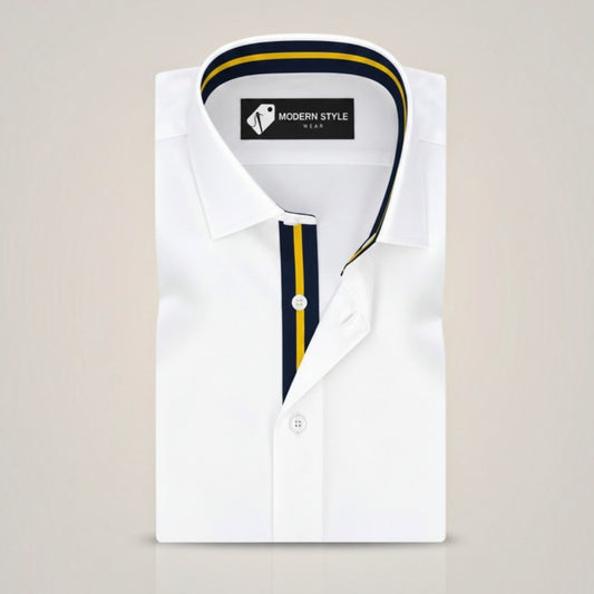 White French Contrast Formal Shirt for Men