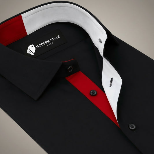 Black Inlay Formal Shirt for Men