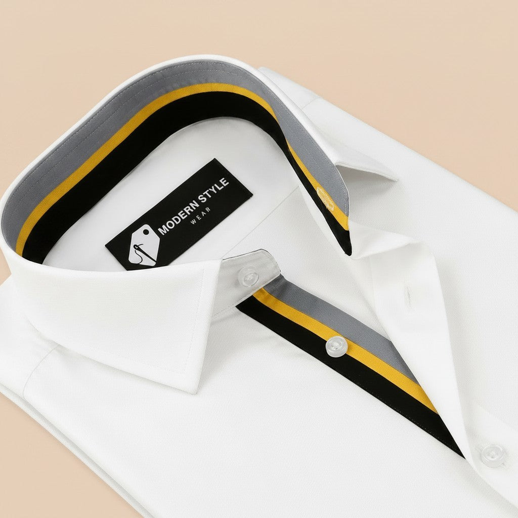 Shadow Placket Contrast Formal Shirt for Men
