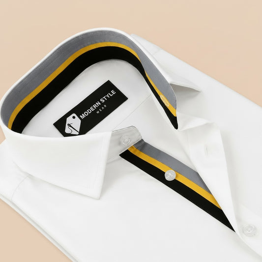 Shadow Placket Contrast Formal Shirt for Men