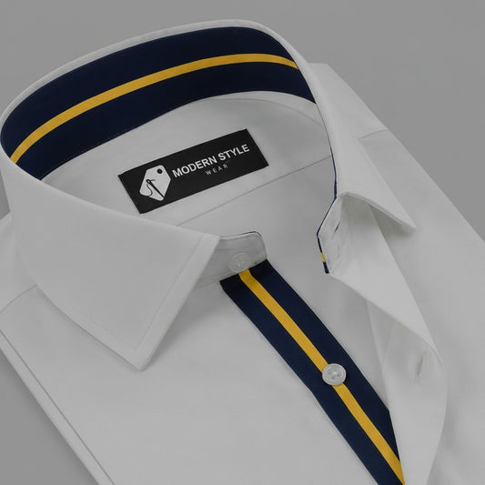 White French Contrast Formal Shirt for Men