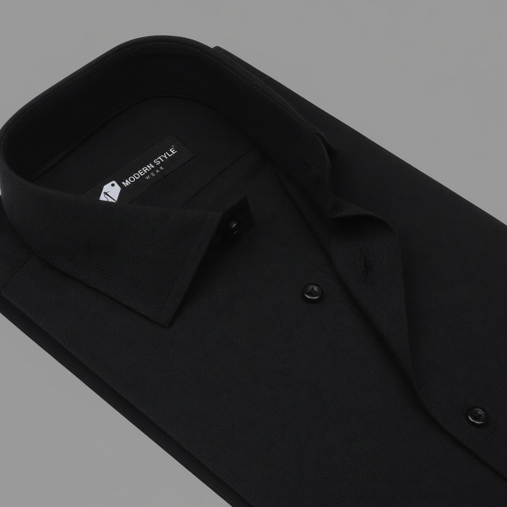 Men's Premium Black Solid Formal Shirt