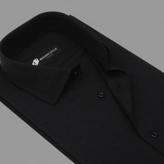 Men's Premium Black Solid Formal Shirt