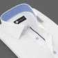 White Contrast Collar Formal Shirt for Men