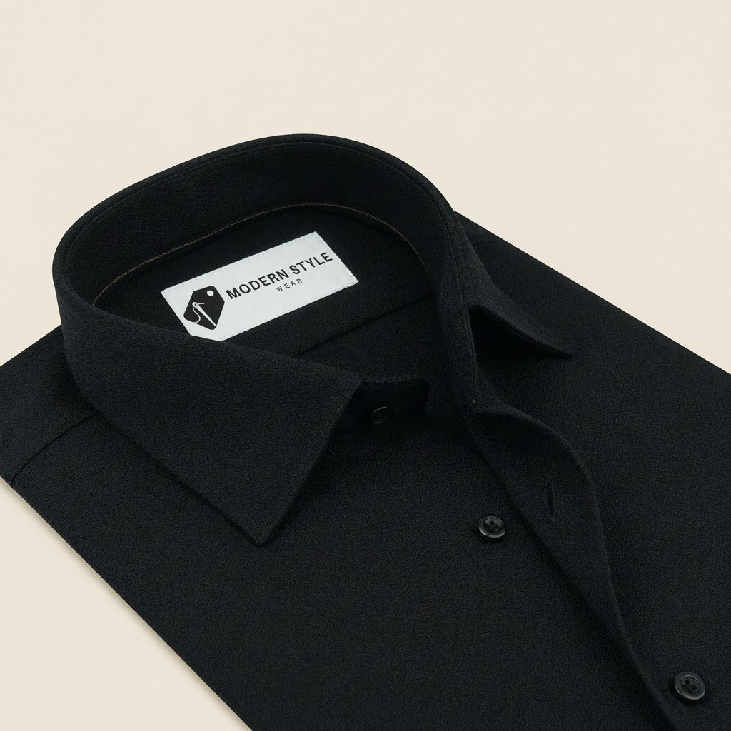 Black Micro Stripe Formal Shirt for Men