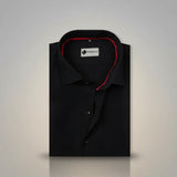 Black Formal Shirt for Men with Red Inner Collar Contrast