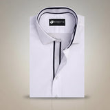 White Formal Shirt for Men with Navy Contrast Placket
