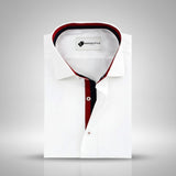 White Formal Shirt for Men with Contrast Placket