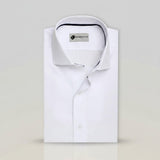 Classic White Formal Shirt for Men with Navy Inner Collar