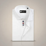 White Formal Shirt for Men with Red and Navy Placket