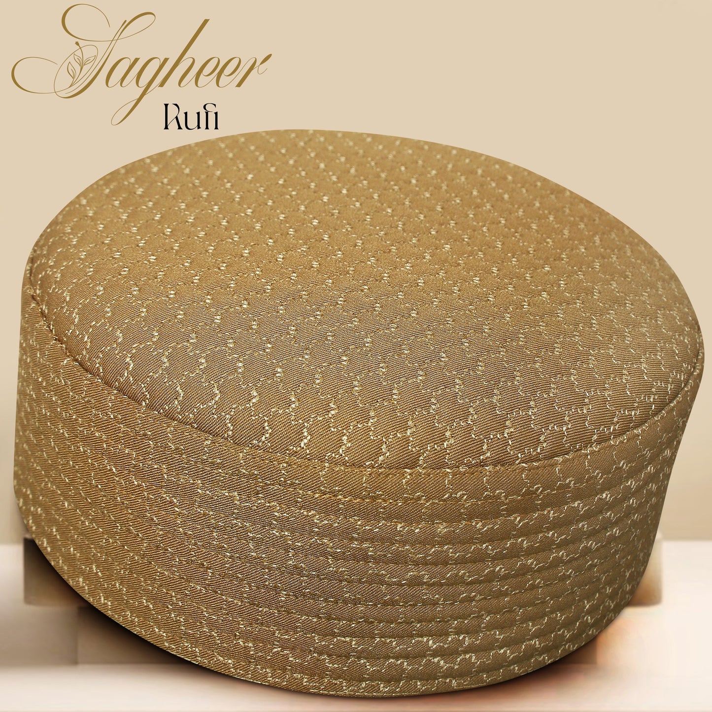 Sagheer Kufi Premium Polyester Cotton Islamic Prayer Cap Golden