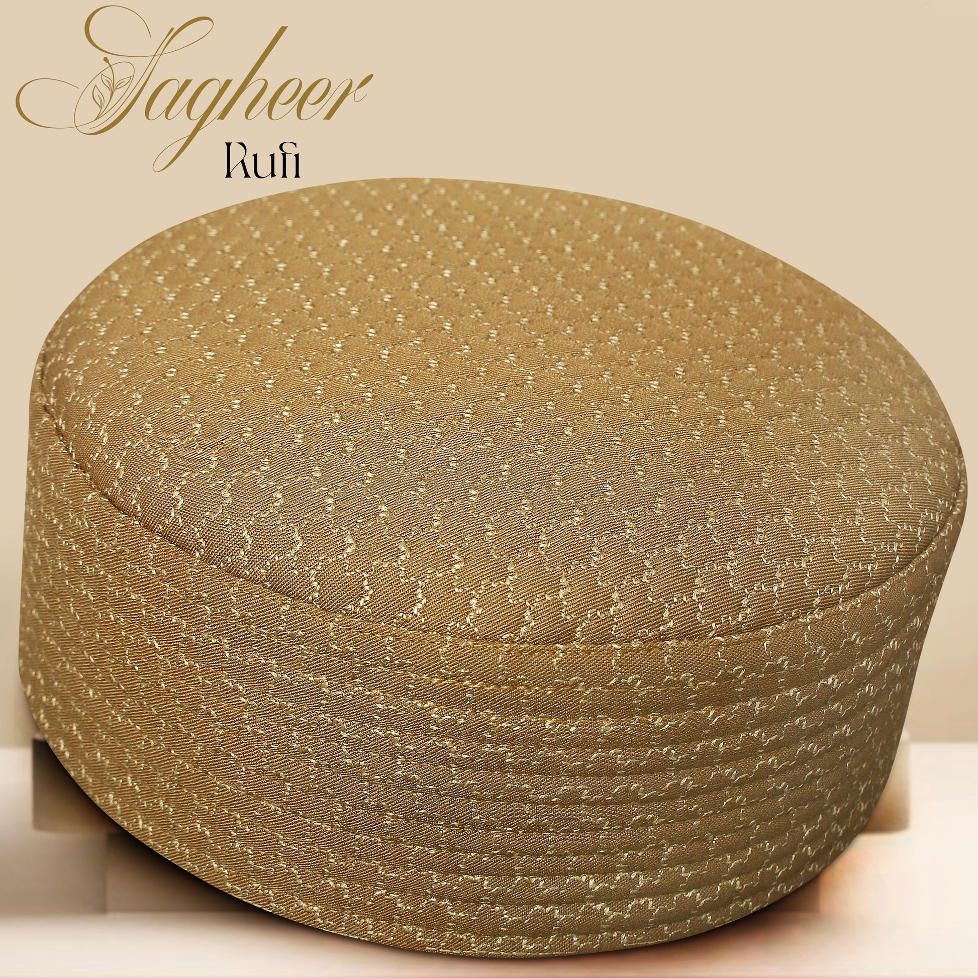 Sagheer Kufi Premium Polyester Cotton Islamic Prayer Cap Golden