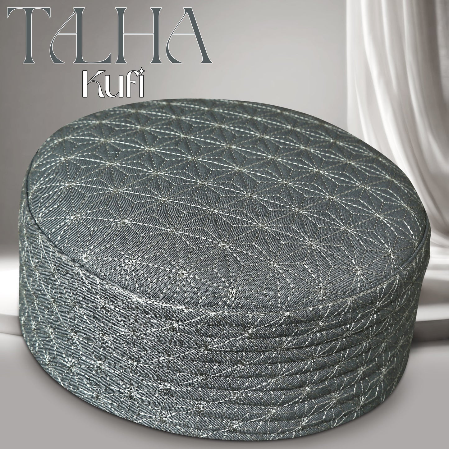 Talha Hard Koofi - Premium Embroidered Islamic Prayer Cap