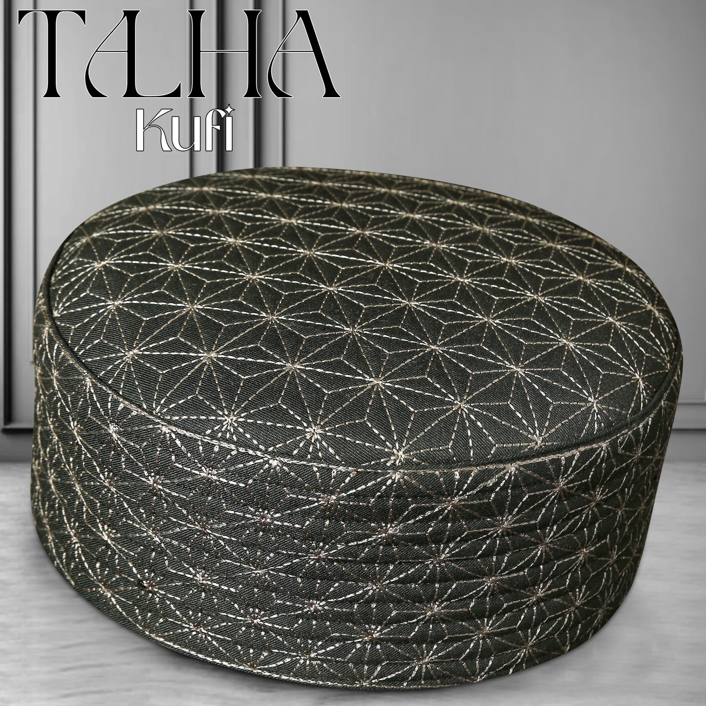 Talha Hard Koofi - Premium Embroidered Islamic Prayer Cap