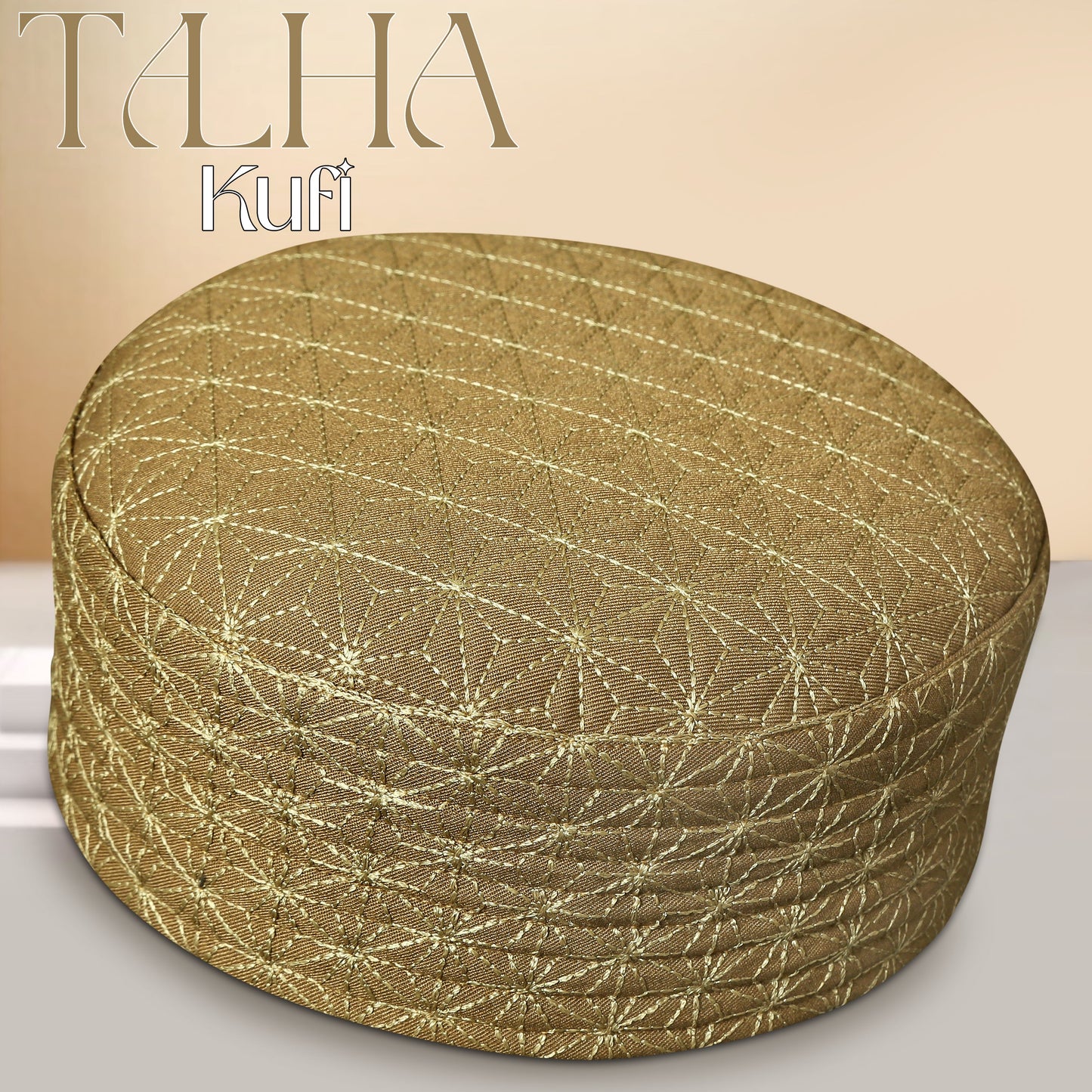 Talha Hard Koofi - Premium Embroidered Islamic Prayer Cap