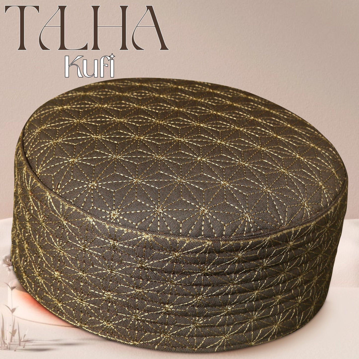 Talha Hard Koofi - Premium Embroidered Islamic Prayer Cap
