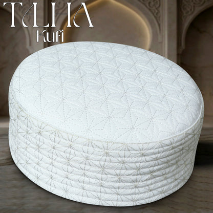 Talha Hard Koofi - Premium Embroidered Islamic Prayer Cap