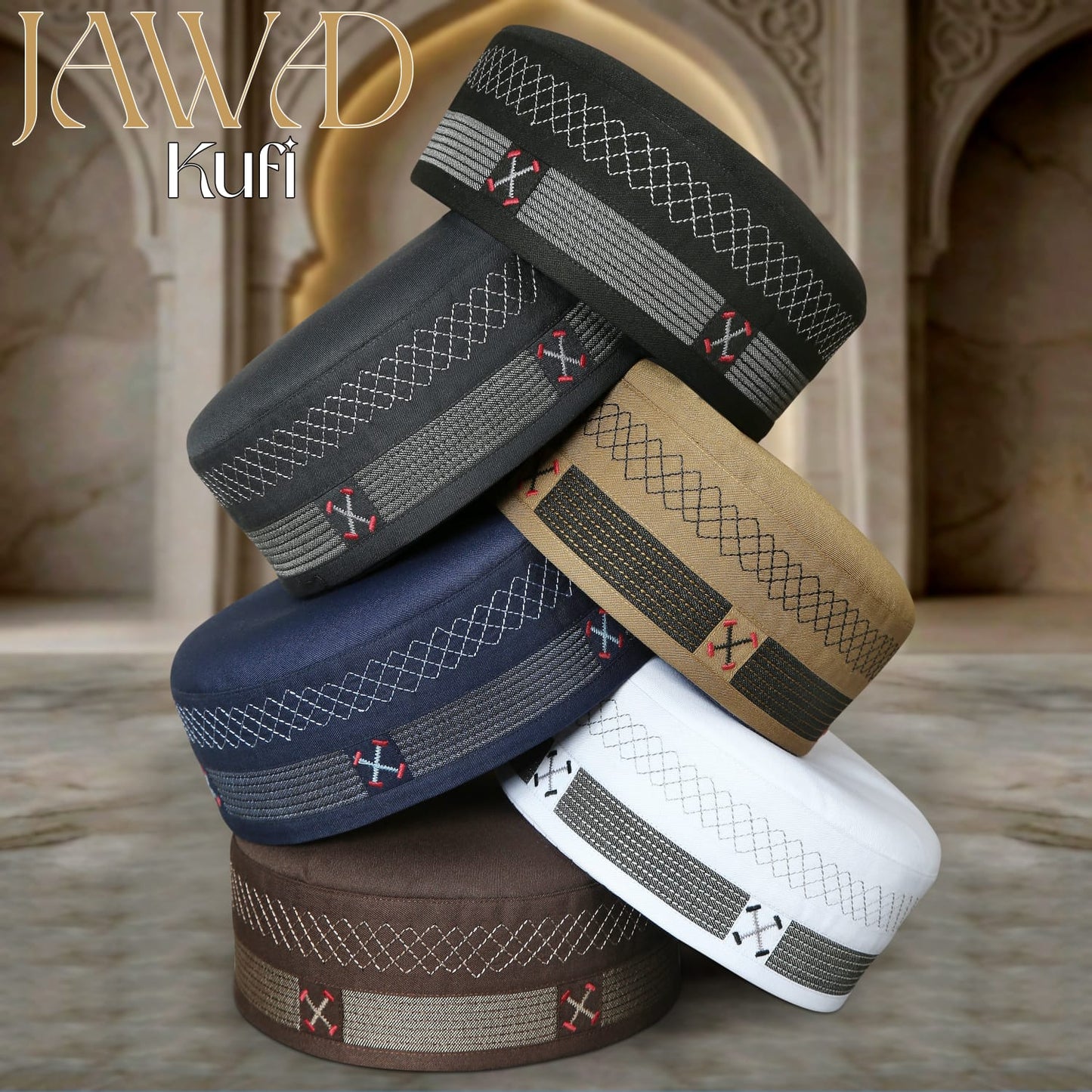 jawad Muslim Prayer Kufi for Men - Premium Islamic Salah Cap | Soft & Comfortable Daily Namaz Topi