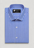 Blue & White Vertical Striped Semi Formal Shirt