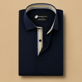Navy Blue Contrast Placket Formal Shirt