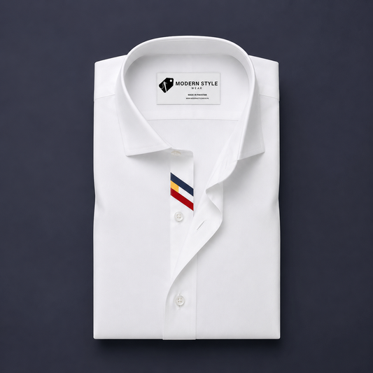 White Premium Contrast Formal Shirt