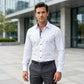 Premium White Formal Shirt with Contrast Placket