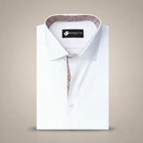 White Formal Shirt for Men with Paisley Contrast Placket