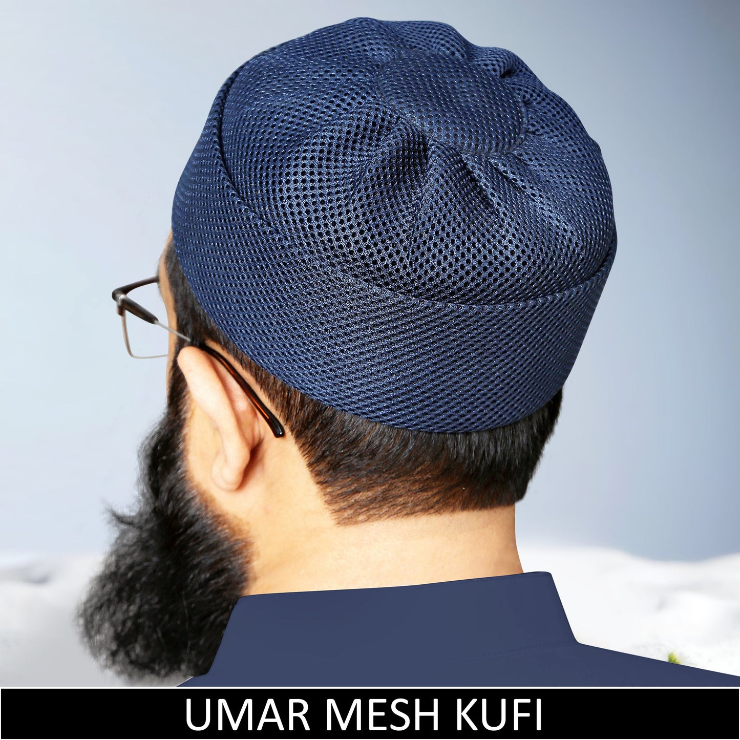 Blue Umar Mesh Kufi for Men – Premium Ventilated Islamic Prayer Cap for Comfortable Daily Wear | Modestile.pk