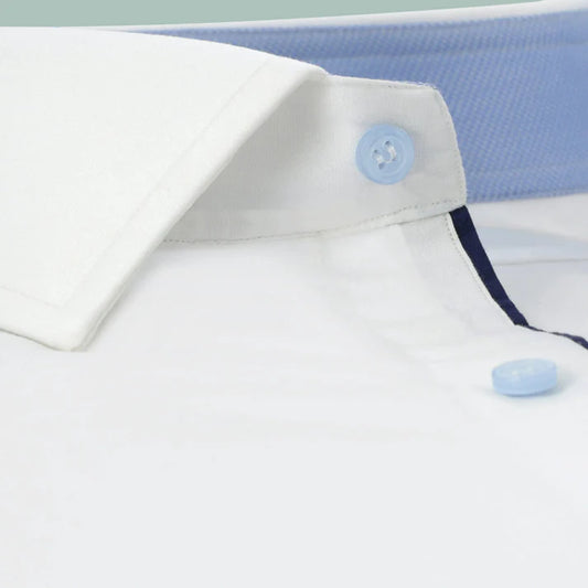 White Contrast Collar Formal Shirt for Men
